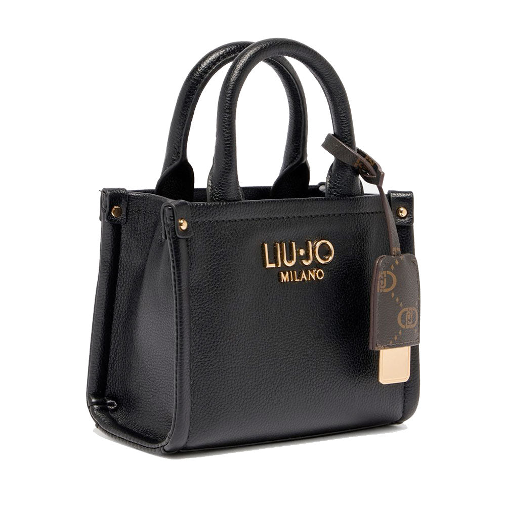 Borsa Donna a Mano Mini LIU JO Better effetto Bottalato Nera con Charm