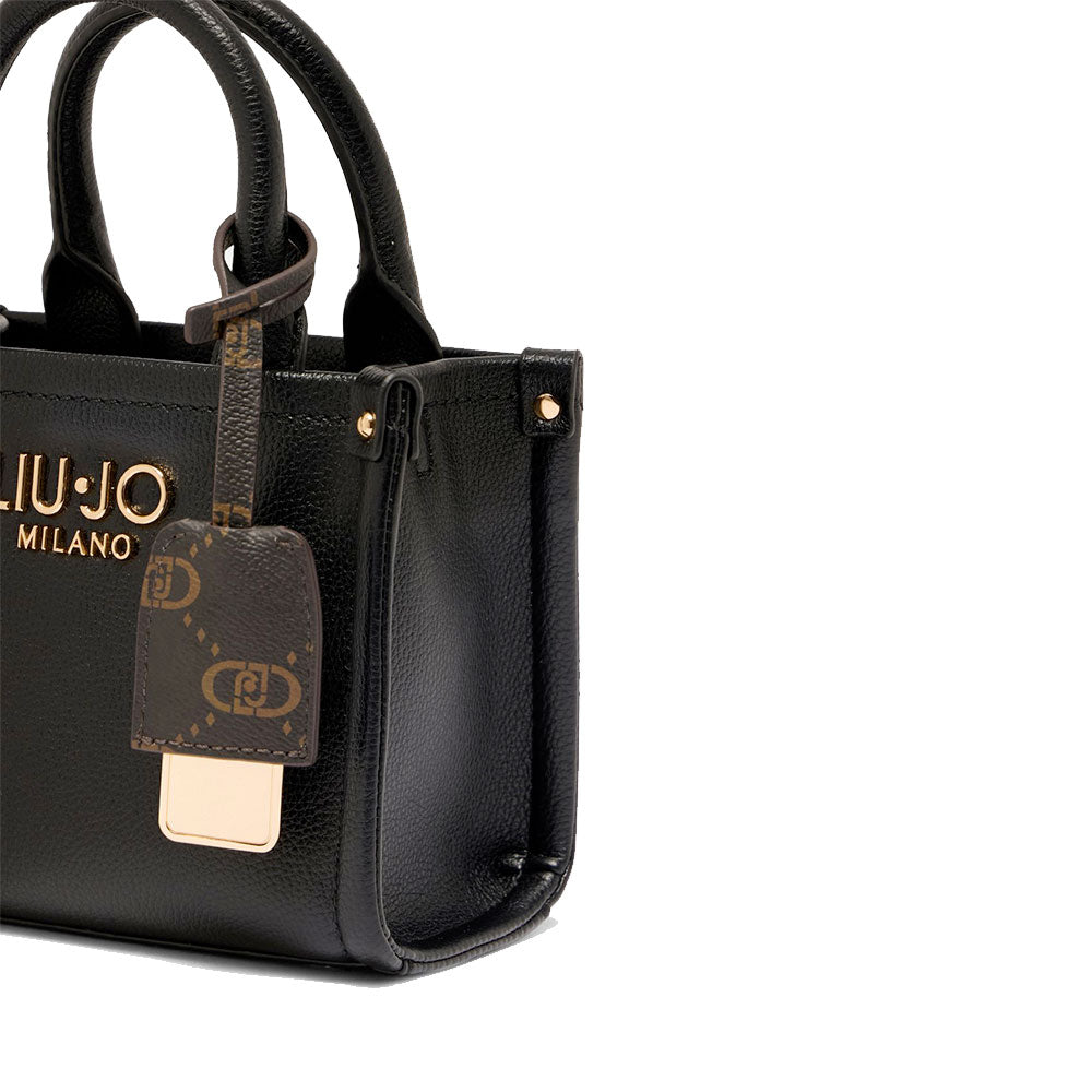 Borsa Donna a Mano Mini LIU JO Better effetto Bottalato Nera con Charm