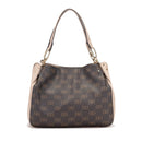 Borsa a Spalla LIU JO Marrone con Logo Monogram e Inserto effetto Bottalato Beige
