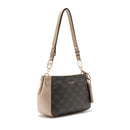 Borsa a Tracolla LIU JO Marrone con Logo Monogram e Inserto effetto Bottalato Beige