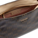 Borsa a Tracolla LIU JO Marrone con Logo Monogram e Inserto effetto Bottalato Beige