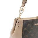 Borsa a Tracolla LIU JO Marrone con Logo Monogram e Inserto effetto Bottalato Beige