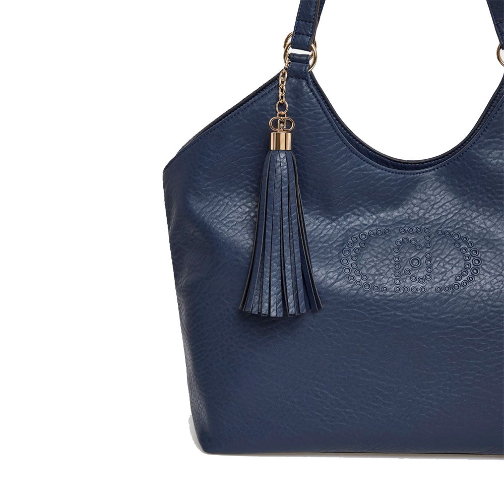 Tote Bag a Spalla LIU JO Better Dress Blue con Logo e Nappa