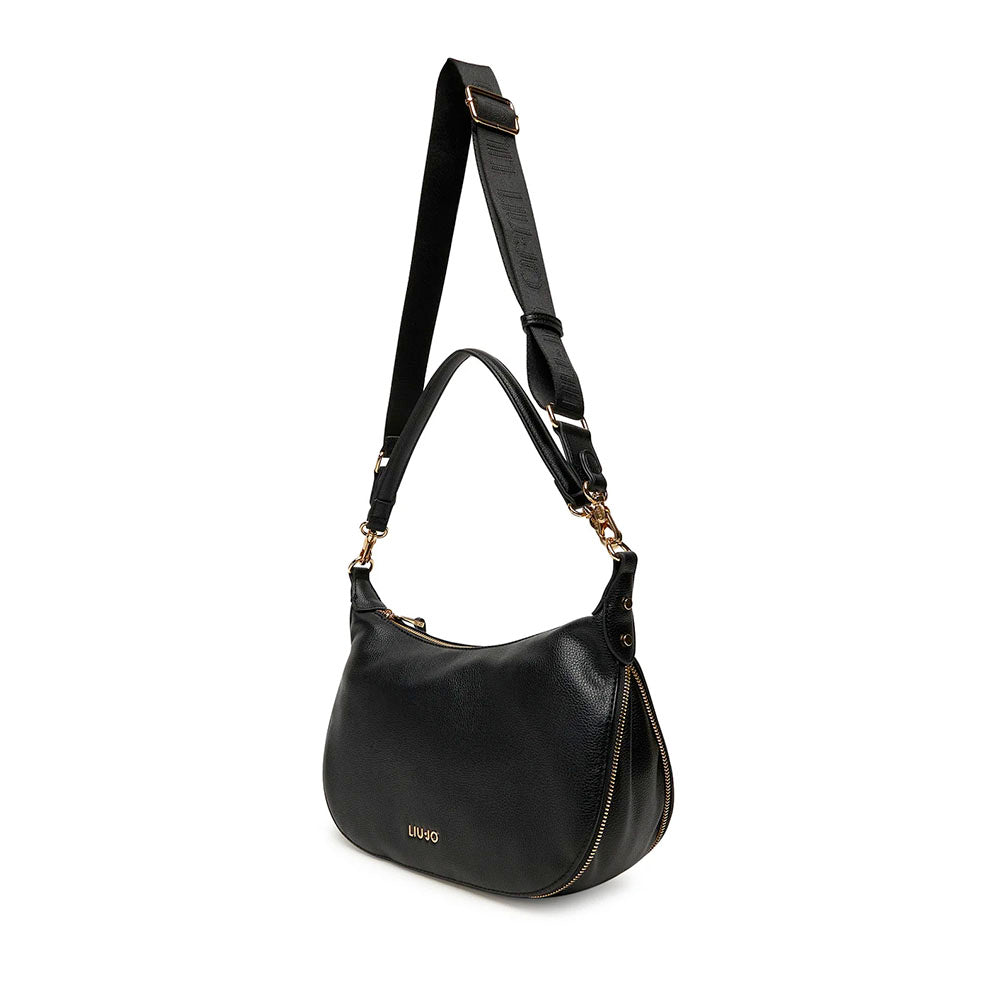 Hobo Bag Media con Tracolla LIU JO Better effetto Bottalato Nera