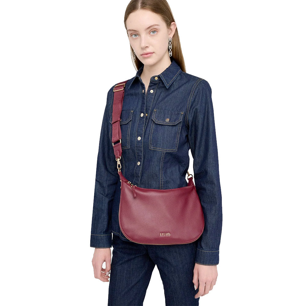 Hobo Bag Media con Tracolla LIU JO Better effetto Bottalato Red Wine