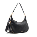 Hobo Bag Media con Tracolla LIU JO in Nylon Nero con Stampa Logo All Over
