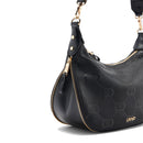 Hobo Bag Media con Tracolla LIU JO in Nylon Nero con Stampa Logo All Over