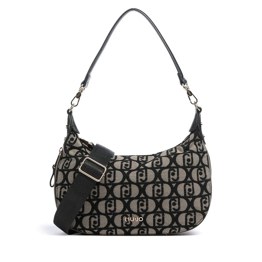 Hobo Bag Media con Tracolla LIU JO in Tessuto Jacquard color Tabacco