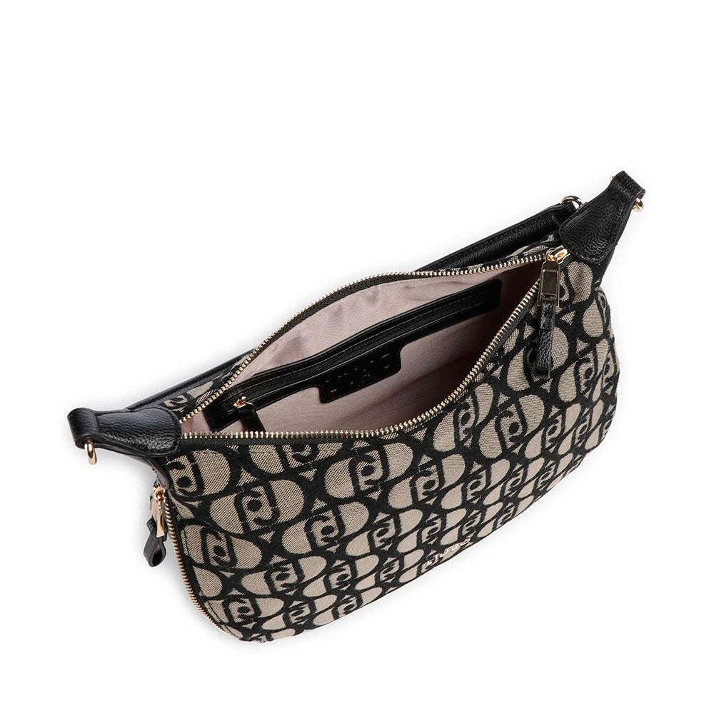 Hobo Bag Media con Tracolla LIU JO in Tessuto Jacquard color Tabacco