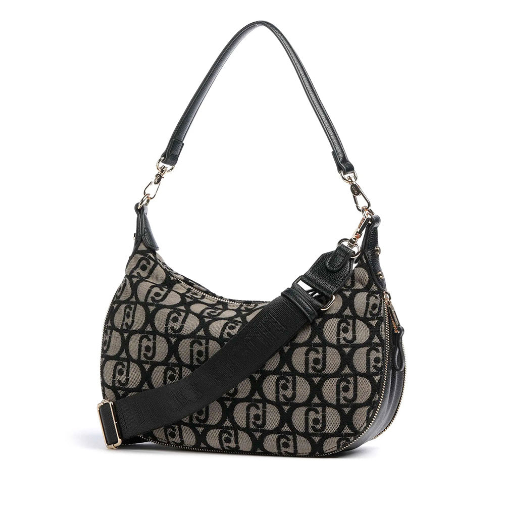 Hobo Bag Media con Tracolla LIU JO in Tessuto Jacquard color Tabacco