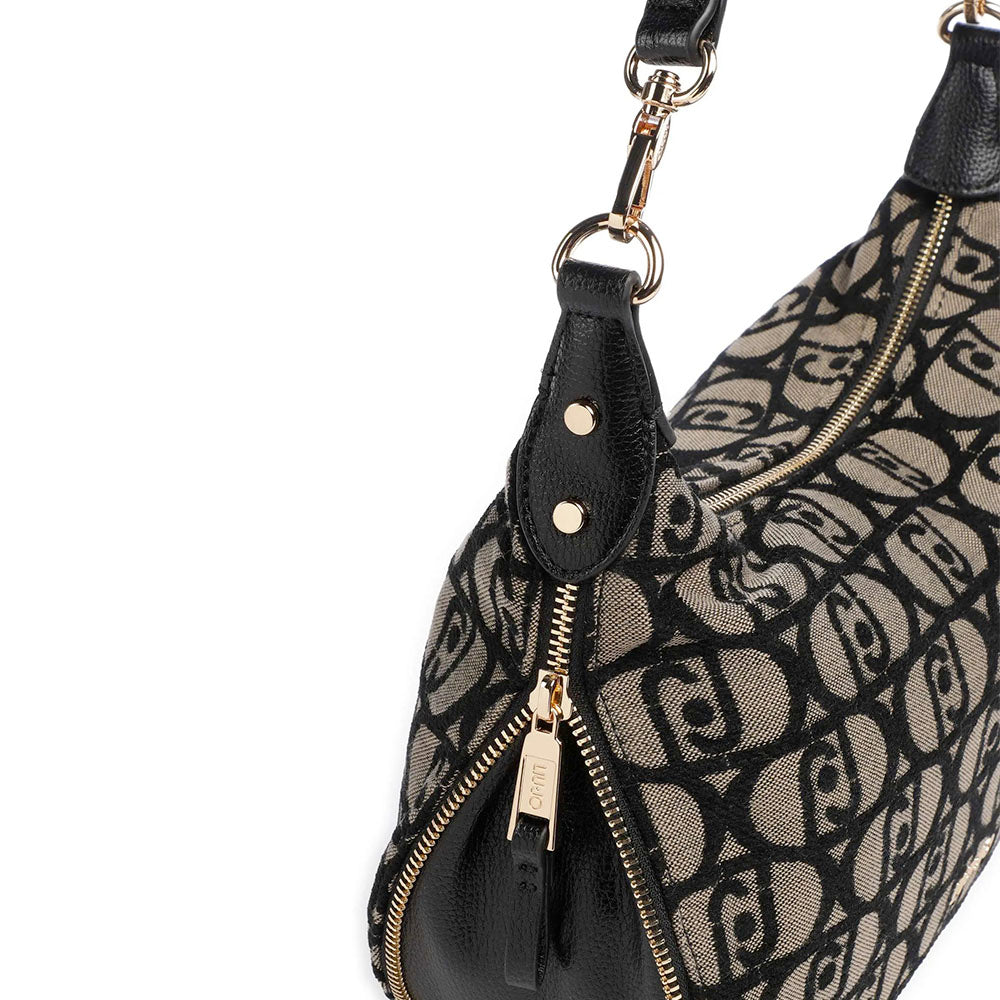 Hobo Bag Media con Tracolla LIU JO in Tessuto Jacquard color Tabacco