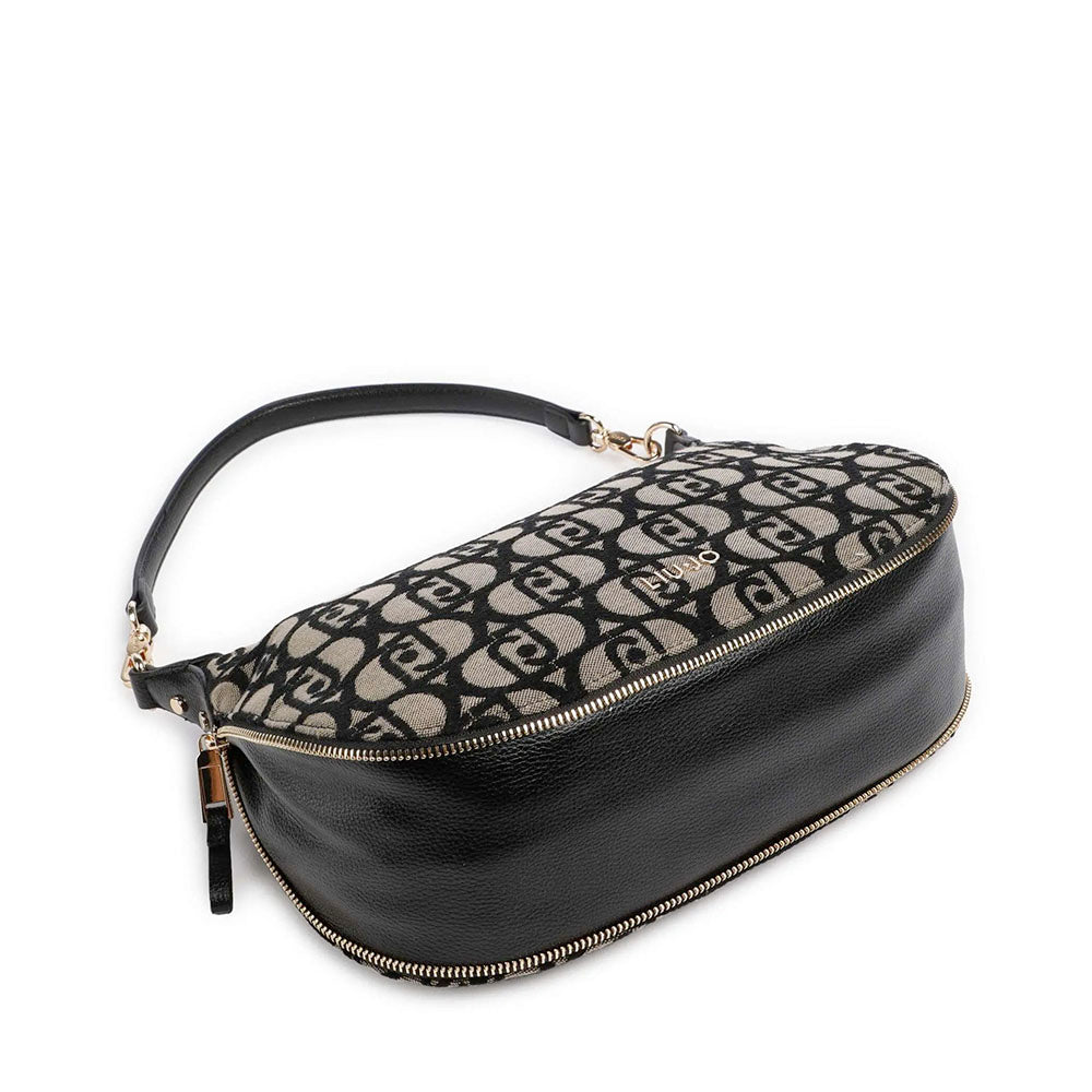 Hobo Bag Media con Tracolla LIU JO in Tessuto Jacquard color Tabacco