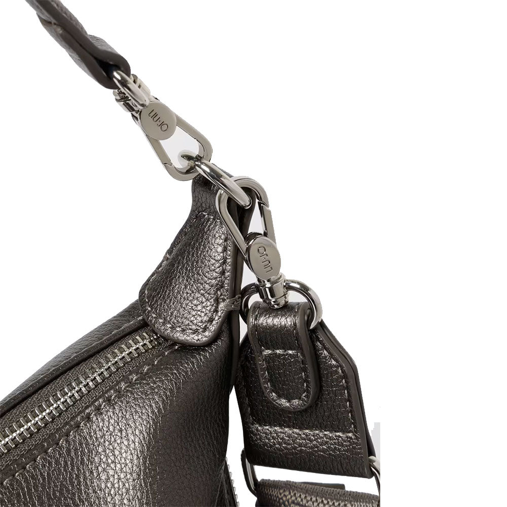 Hobo Bag Large con Tracolla LIU JO Better effetto Bottalato Antracite Metallizzato