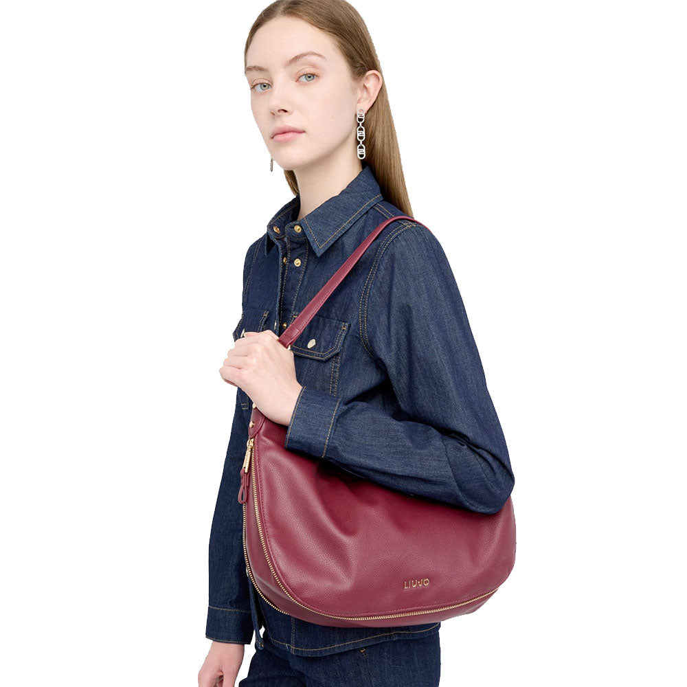 Hobo Bag Large con Tracolla LIU JO Better effetto Bottalato Red Wine
