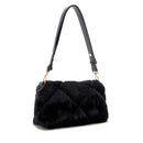 Borsa a Spalla Media LIU JO linea LaPuffy in Pelliccia Sintetica Trapuntata Nera