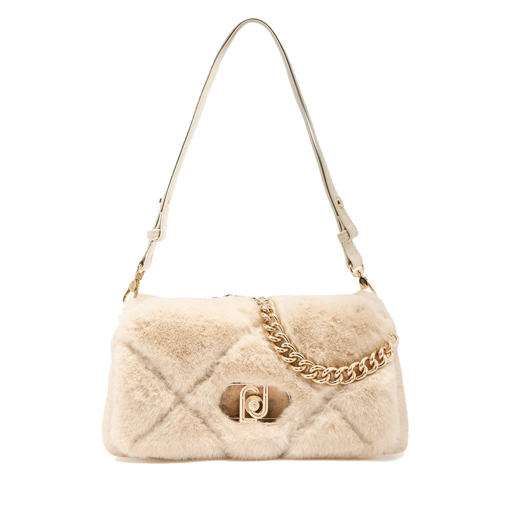 Borsa a Spalla Media LIU JO linea LaPuffy in Pelliccia Sintetica Trapuntata Marmo