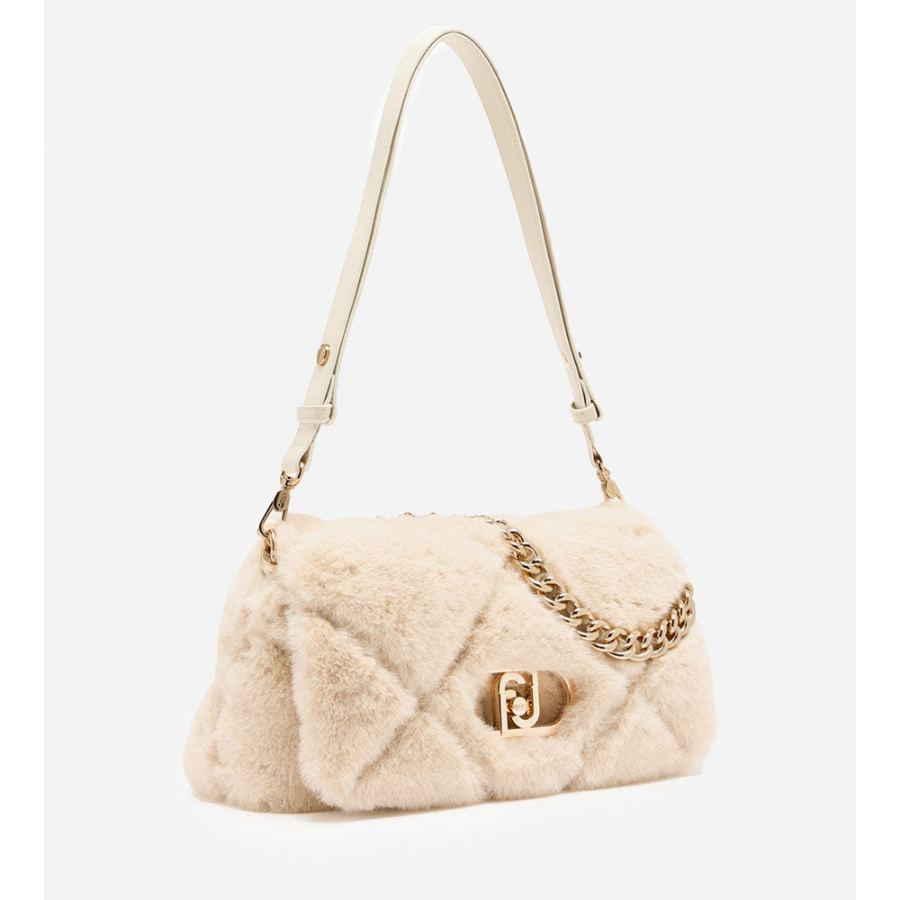 Borsa a Spalla Media LIU JO linea LaPuffy in Pelliccia Sintetica Trapuntata Marmo