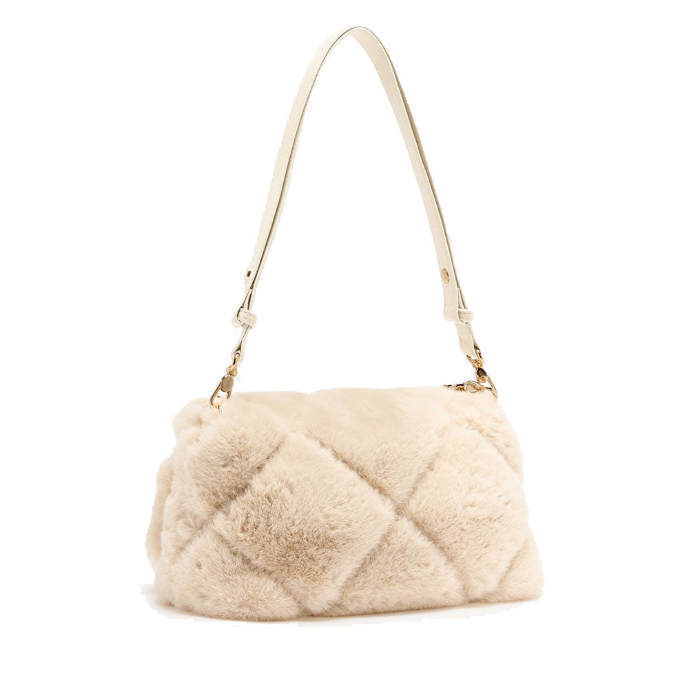 Borsa a Spalla Media LIU JO linea LaPuffy in Pelliccia Sintetica Trapuntata Marmo