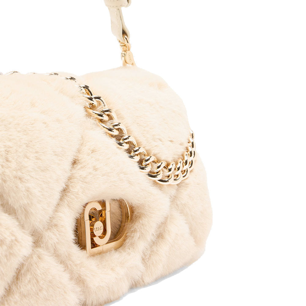 Borsa a Spalla Media LIU JO linea LaPuffy in Pelliccia Sintetica Trapuntata Marmo