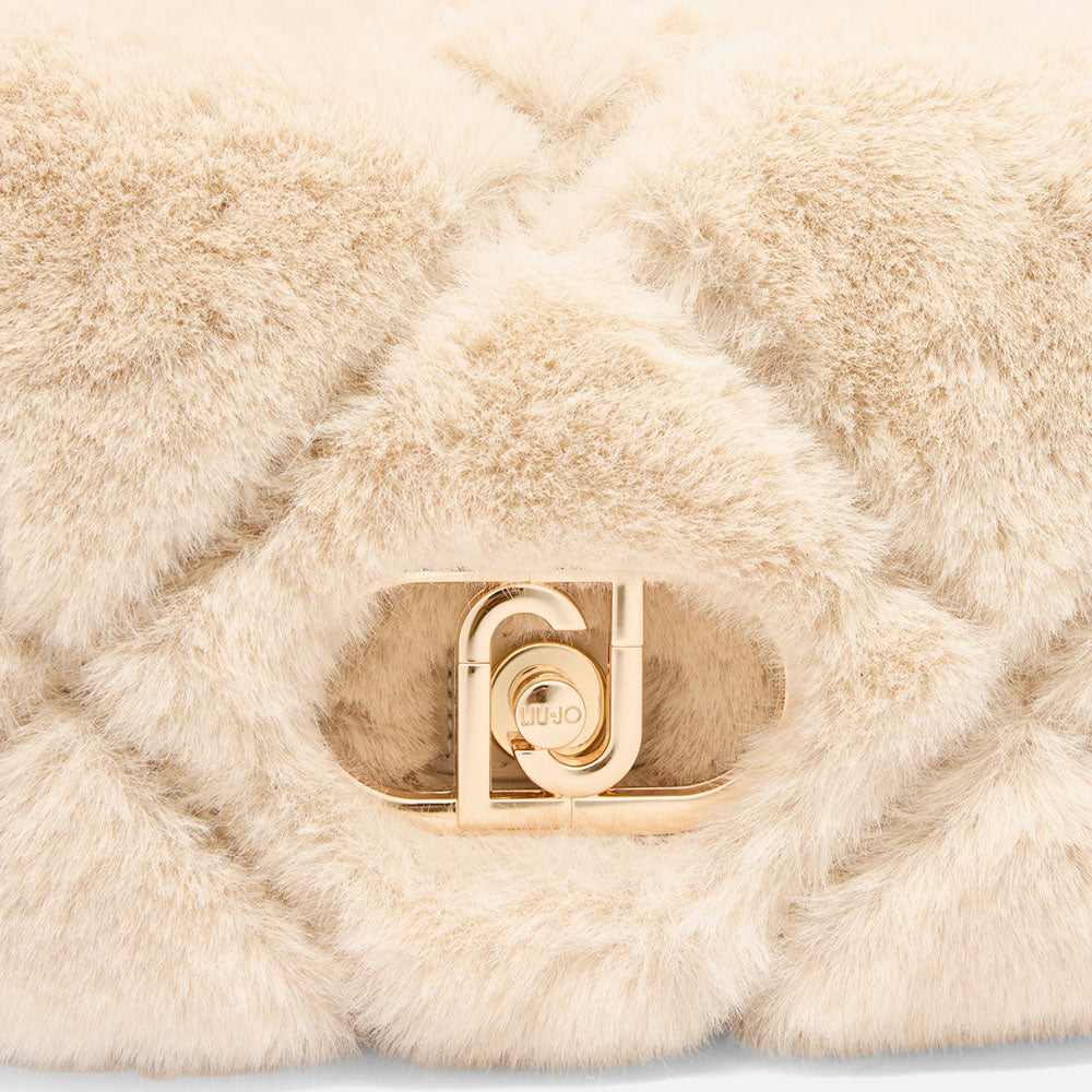 Borsa a Spalla Media LIU JO linea LaPuffy in Pelliccia Sintetica Trapuntata Marmo