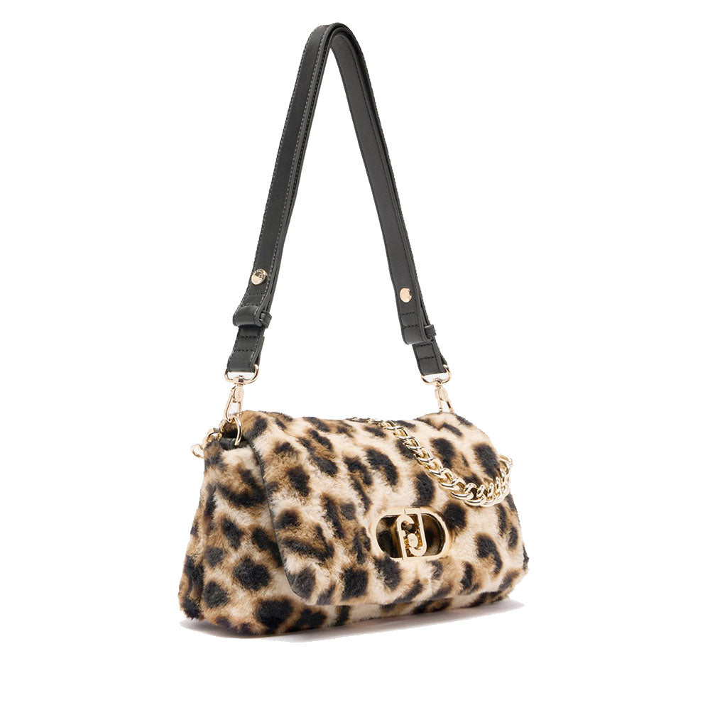 Borsa a Spalla Media LIU JO linea LaPuffy in Pelliccia Sintetica stampa Animalier