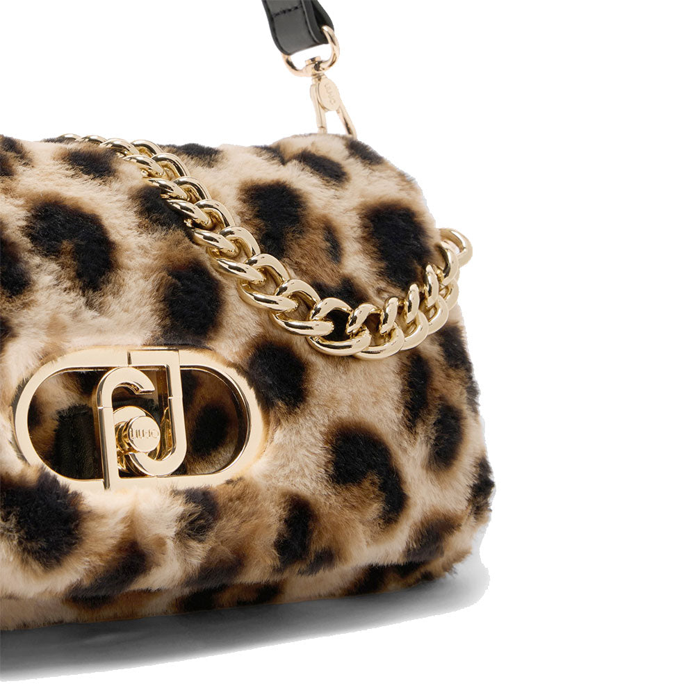 Borsa a Spalla Media LIU JO linea LaPuffy in Pelliccia Sintetica stampa Animalier
