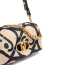 Borsa a Spalla Media LIU JO linea LaPuffy in Pelliccia Sintetica Beige con Logo All Over