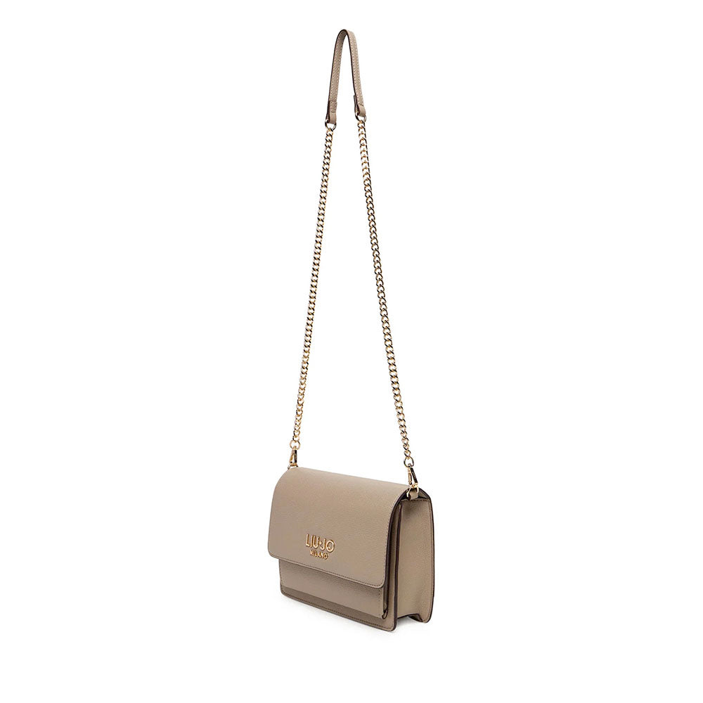 Borsa Donna con Tracolla in Catena LIU JO Better effetto Bottalato Desert Taupe