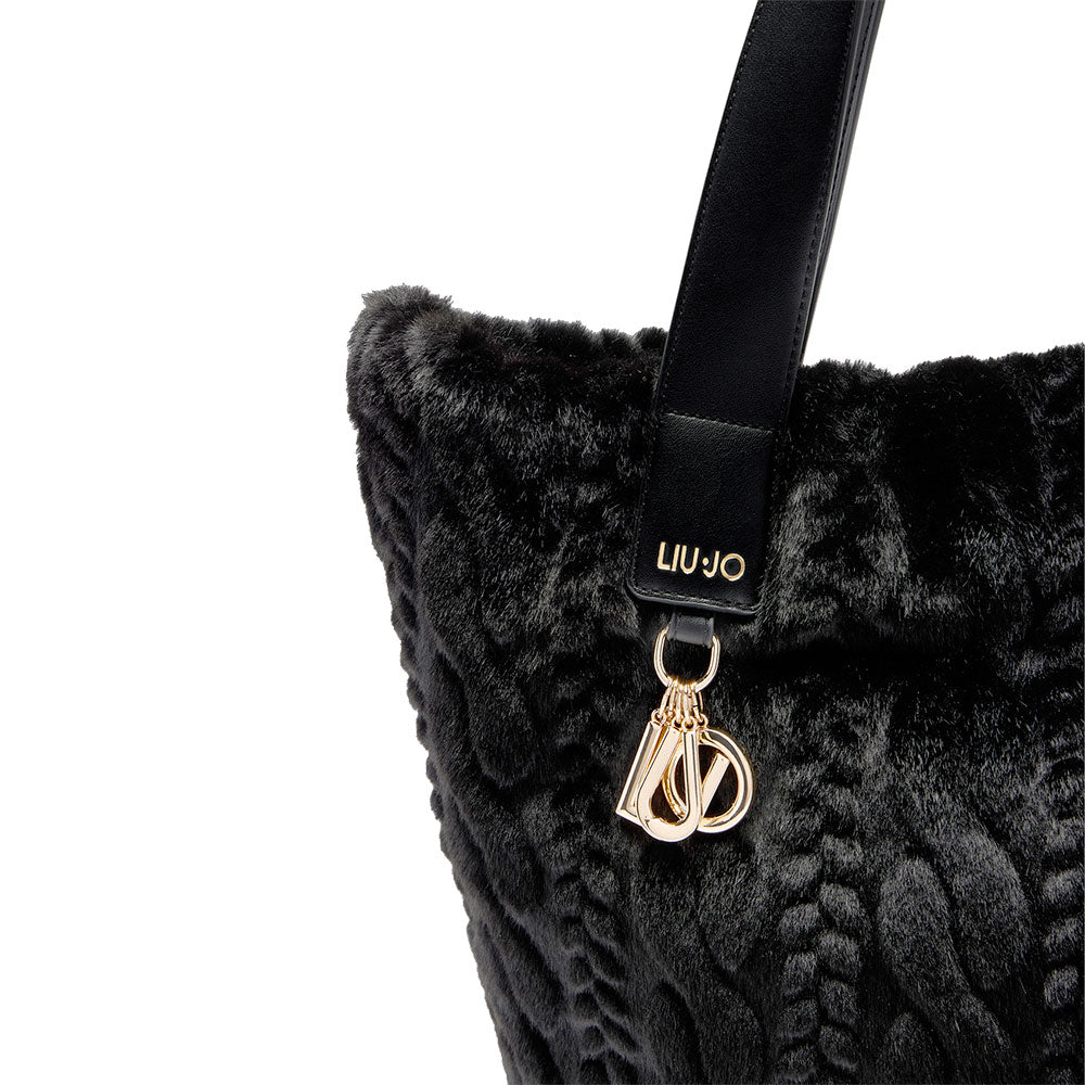 Shopping Bag Large LIU JO in Pelliccia Sintetica Nera