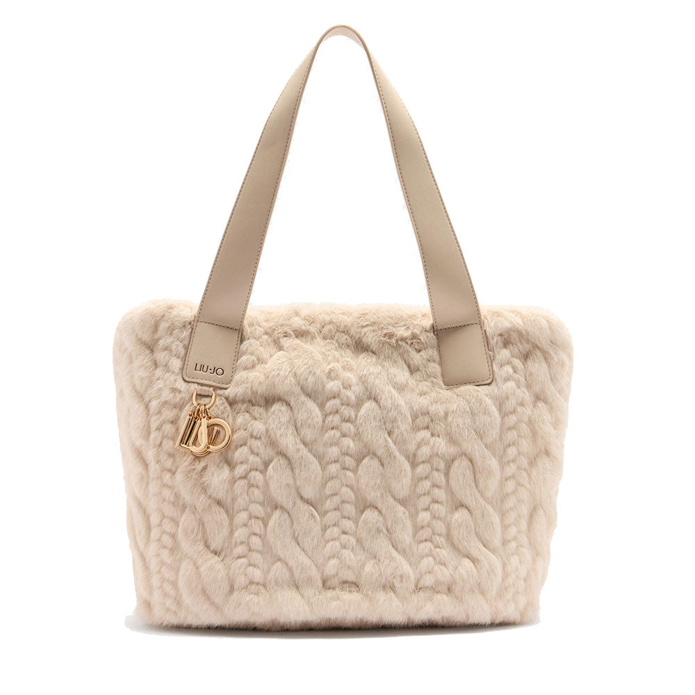 Shopping Bag Large LIU JO in Pelliccia Sintetica Beige