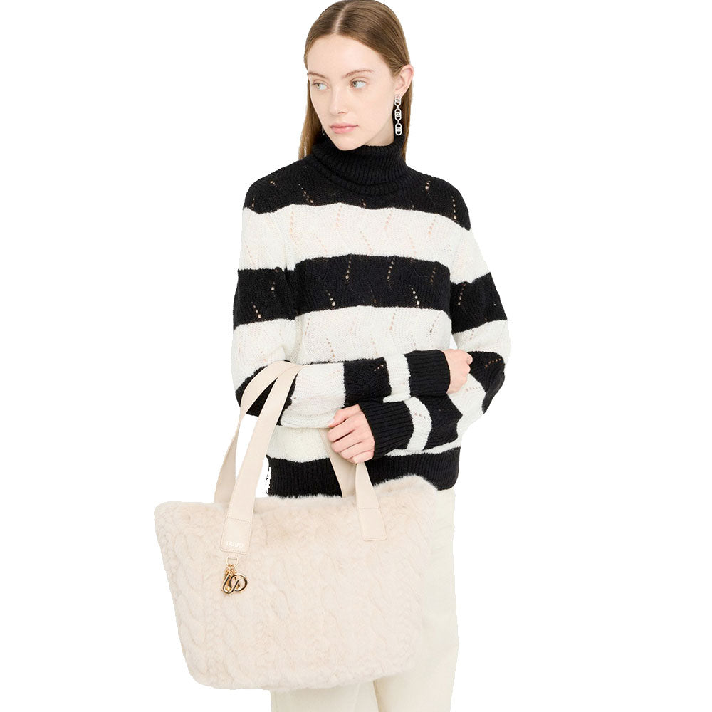 Shopping Bag Large LIU JO in Pelliccia Sintetica Beige