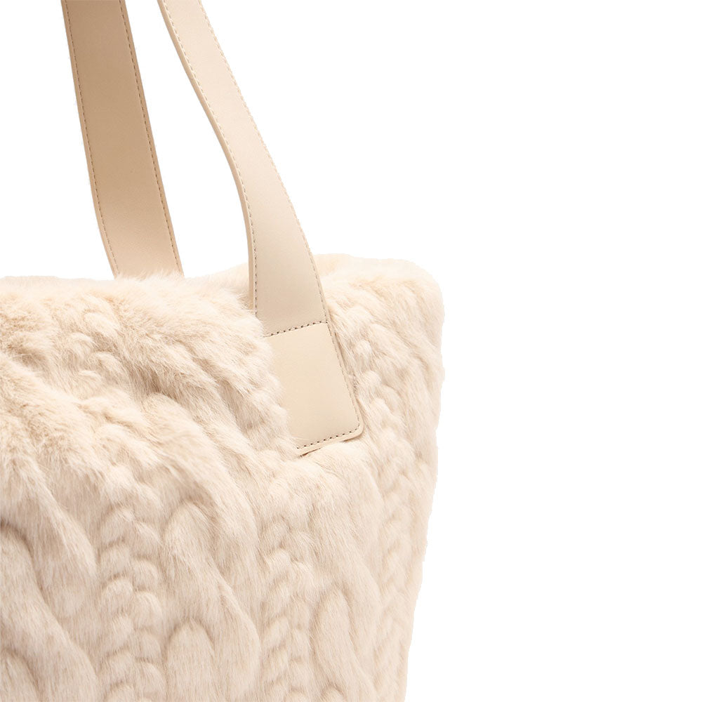 Shopping Bag Large LIU JO in Pelliccia Sintetica Beige
