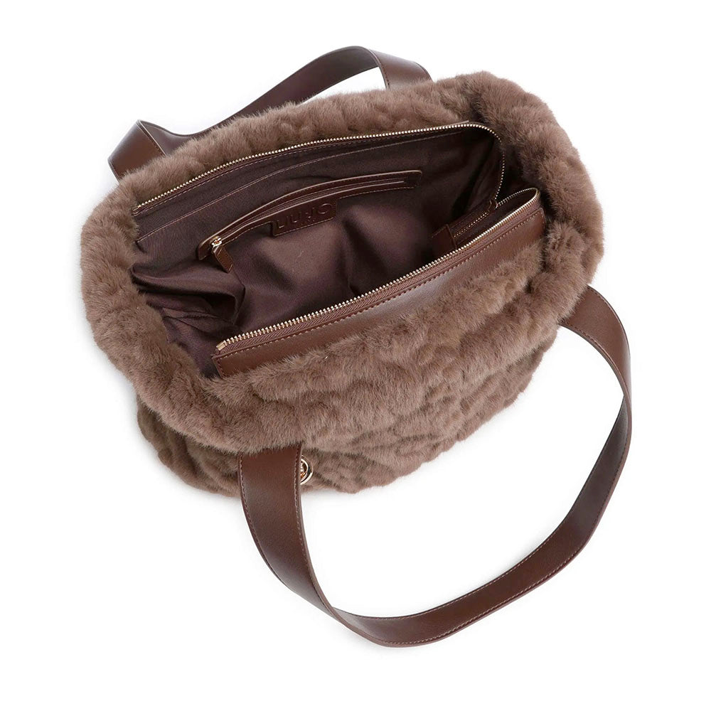 Shopping Bag Large LIU JO in Pelliccia Sintetica Moro Light