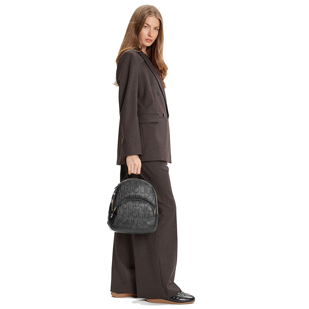 Zaino Donna LIU JO Better Effetto Bottalato con Logo in Rilievo Nero