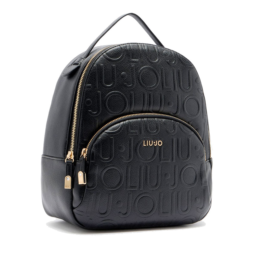 Zaino Donna LIU JO Better Effetto Bottalato con Logo in Rilievo Nero
