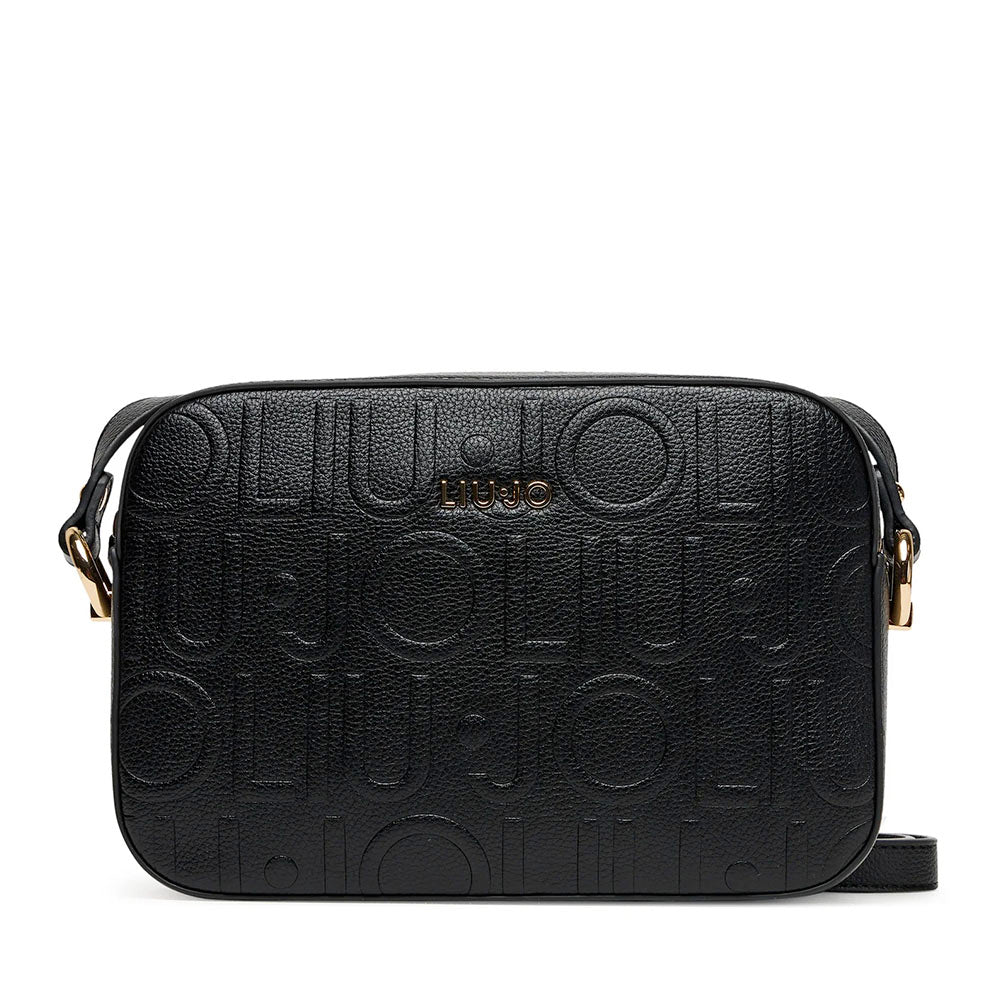 Borsa Donna a Tracolla LIU JO Better Effetto Bottalato con Logo in Rilievo Nero