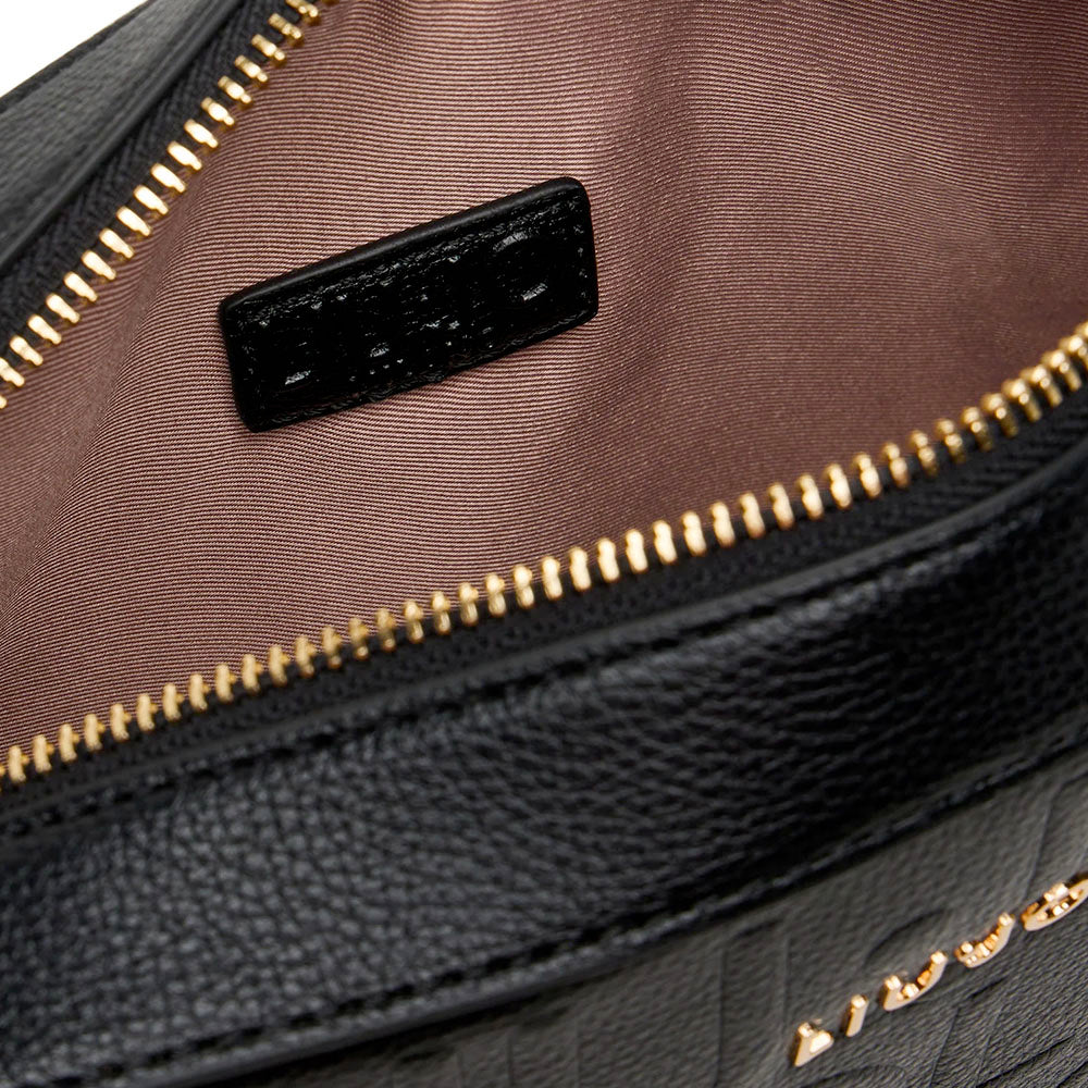 Borsa Donna a Tracolla LIU JO Better Effetto Bottalato con Logo in Rilievo Nero
