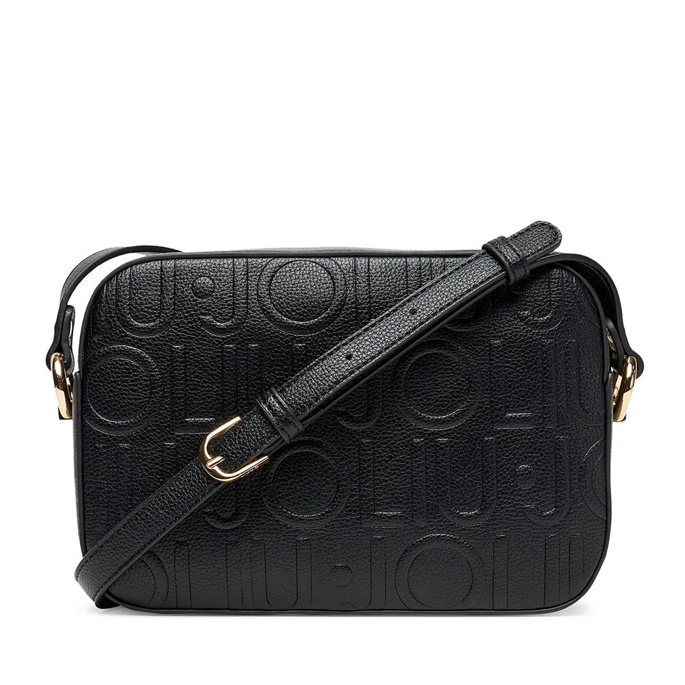 Borsa Donna a Tracolla LIU JO Better Effetto Bottalato con Logo in Rilievo Nero