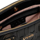 Borsa Donna a Mano Small LIU JO effetto Bottalato con Logo in Rilievo Nero