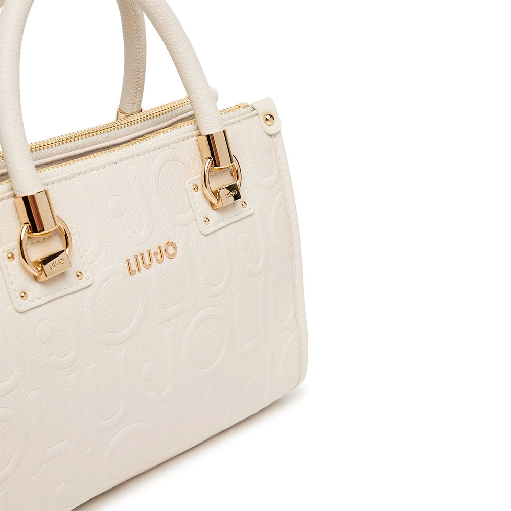 Borsa Donna a Mano Small LIU JO effetto Bottalato con Logo in Rilievo Marmo