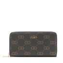 Portafoglio Donna Zip Around LIU JO Better Marrone stampa Logo All Over con Inserto Nero