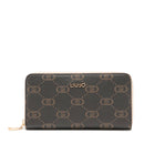 Portafoglio Donna Zip Around LIU JO Better Marrone stampa Logo All Over con Inserto Beige