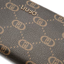 Portafoglio Donna Zip Around LIU JO Better Marrone stampa Logo All Over con Inserto Beige