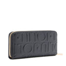 Portafoglio Donna Zip Around LIU JO Better effetto Bottalato con Logo in Rilievo All Over Nero