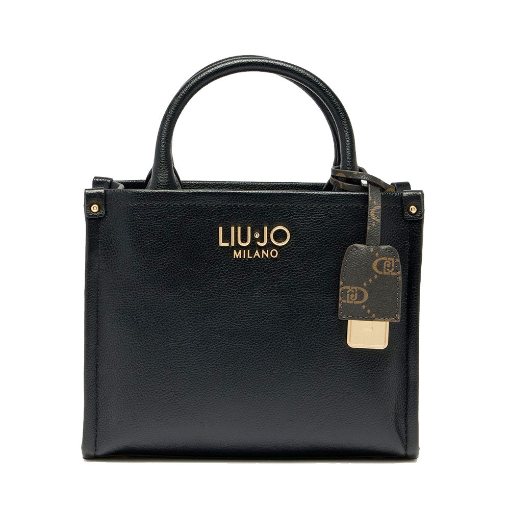 Borsa Donna a Mano LIU JO Better effetto Bottalato Nera con Charm