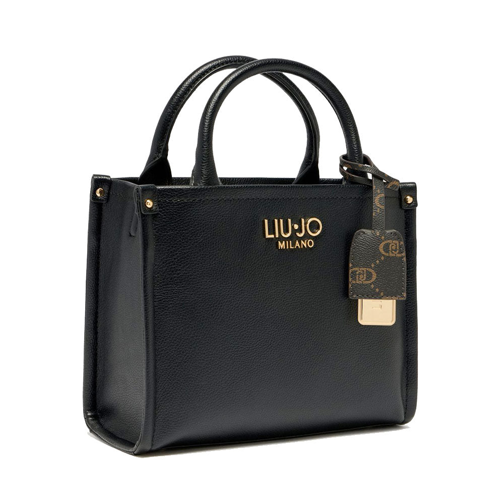 Borsa Donna a Mano LIU JO Better effetto Bottalato Nera con Charm