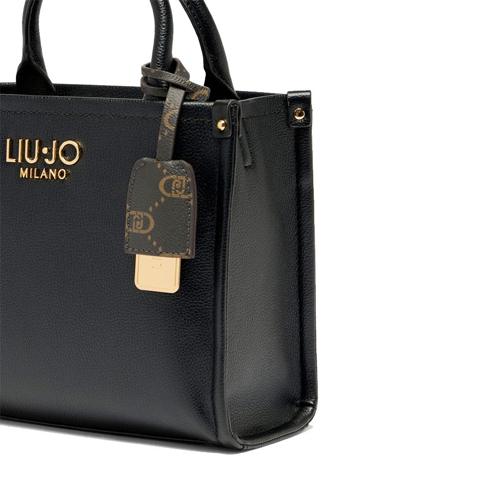 Borsa Donna a Mano LIU JO Better effetto Bottalato Nera con Charm