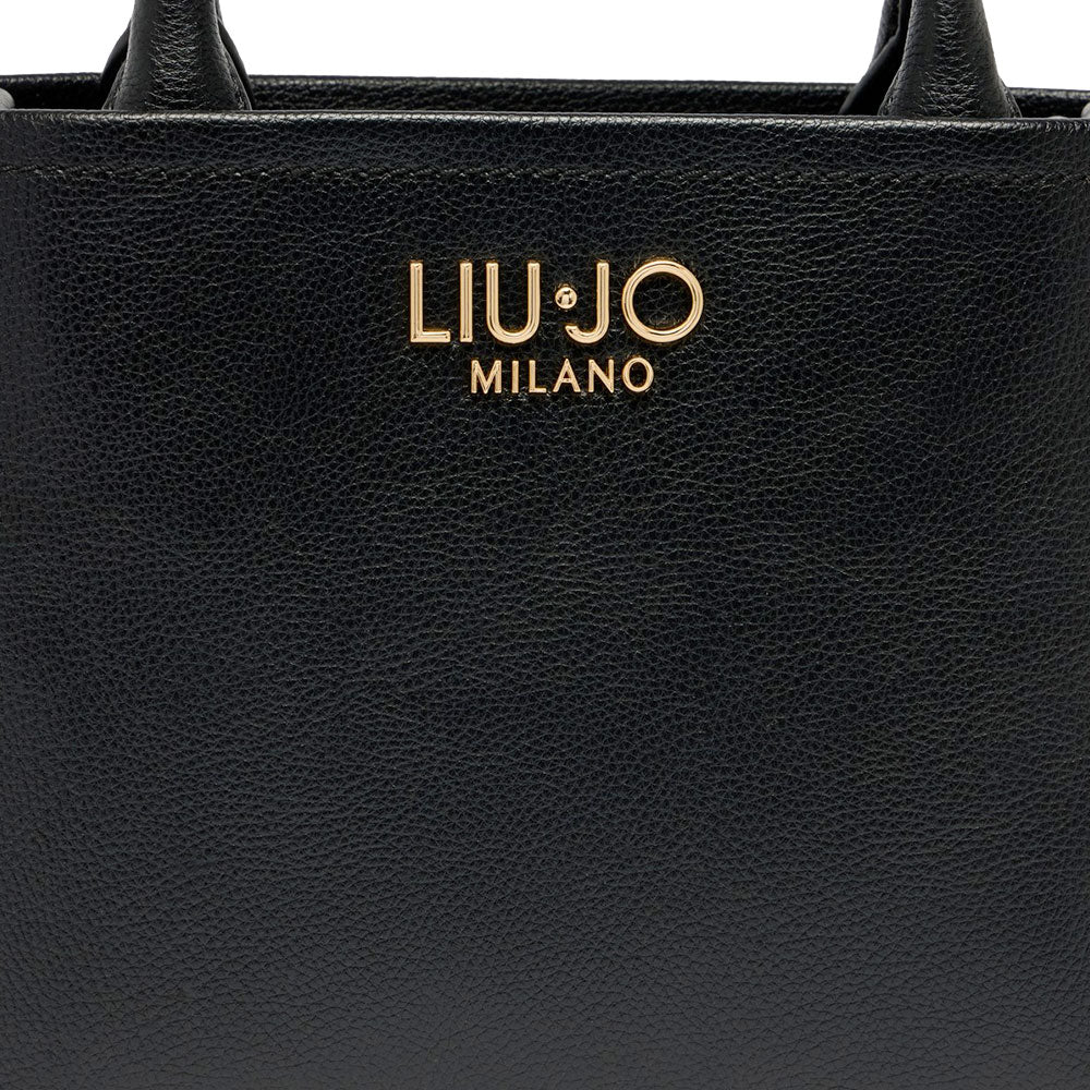 Borsa Donna a Mano LIU JO Better effetto Bottalato Nera con Charm