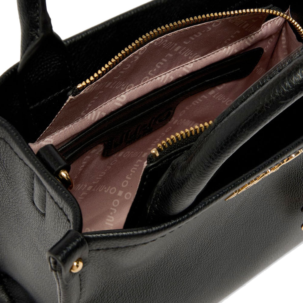 Borsa Donna a Mano LIU JO Better effetto Bottalato Nera con Charm