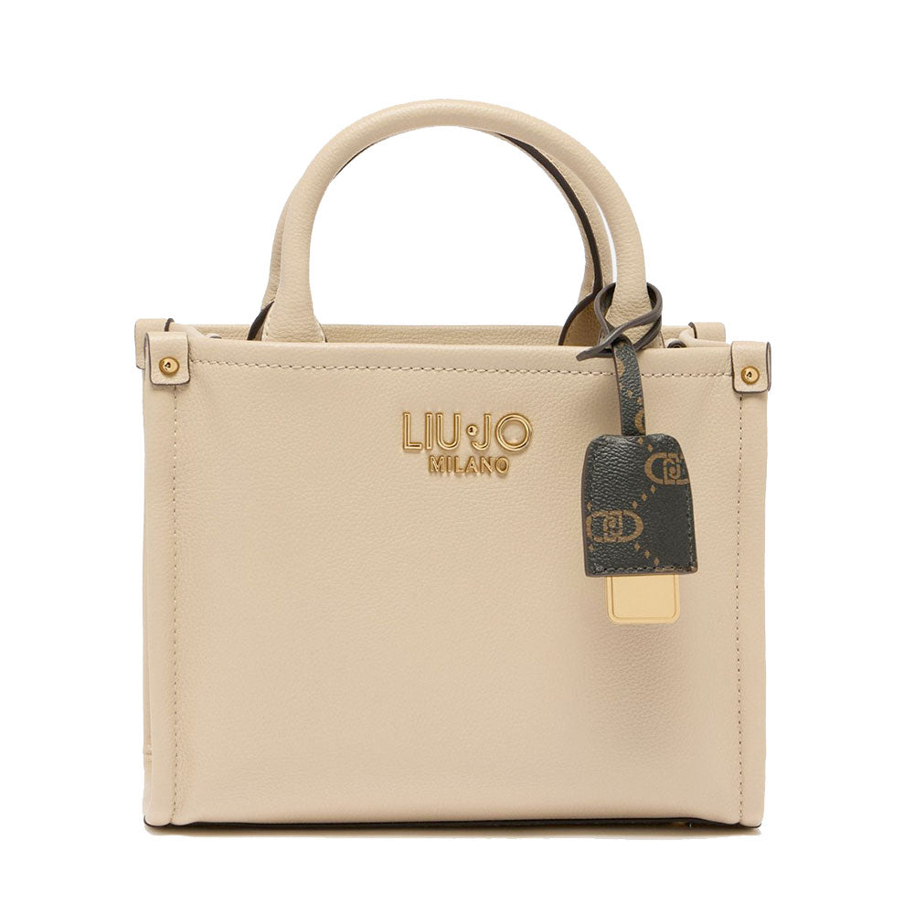 Borsa Donna a Mano LIU JO Better effetto Bottalato Beige con Charm